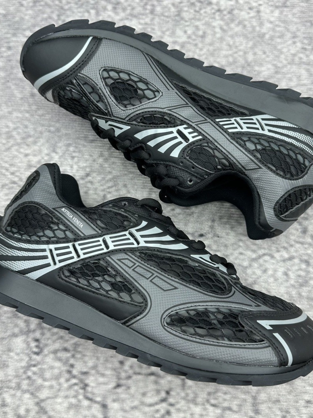 Bottega Men's Black & Gray Athletic Sneakers